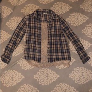 Flannel shirt with lace